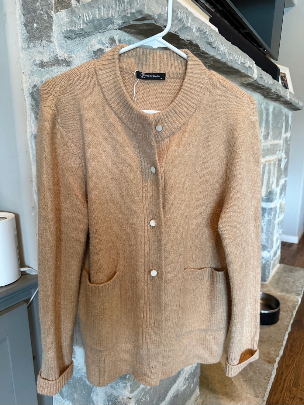 Pure Collection Camel Button-Front Cardigan Sweater